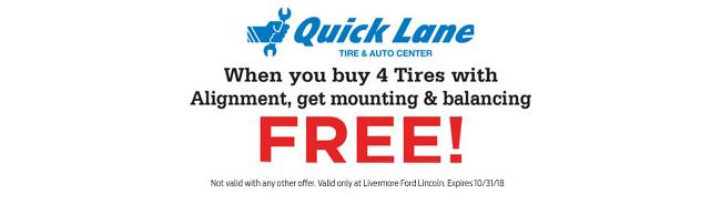 When you buy 4 Tires with
Alignment, get mounting & balancing
FREE!