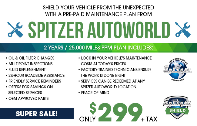 Spitzer Autoworld pre-paid maintenance plan