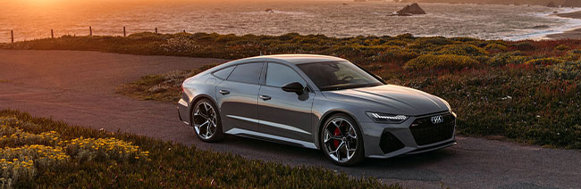 rear view of Audi on beach cliff