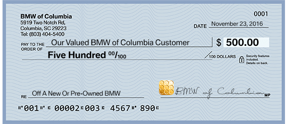 $500 Off A New or Pre-Owned BMW
