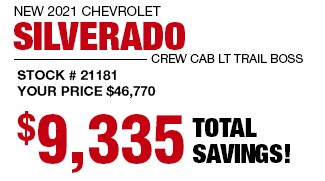 2021 Chevy Silverado Crew Cab LT Trail Boss