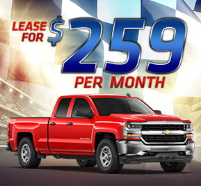 2016 Chevy Silverado 1500 Double Cab 4WD
Lease for $259 per month 