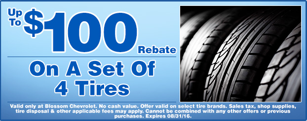 $100 Rebate On A Set Of 4 Tires