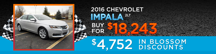 2016 Chevrolet Impala 2LT
Buy For $18,243
$4,752 in Blossom Discounts