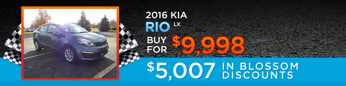2016 Kia Rio LX
Buy For $9,998
$5,007 in Blossom Discounts