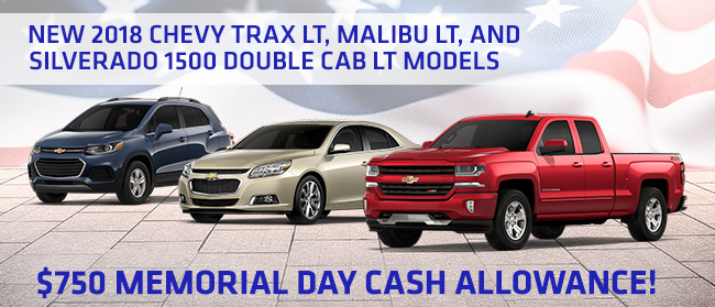 New 2018 Chevrolet Trax LT, Malibu LT, and Silverado 1500 Double Cab LT