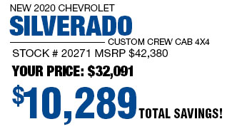 2020 Chevy Silverado Custom Crew Cab 4x4