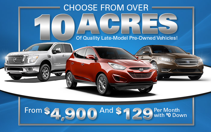 Choose From over 10 Acres Of Quality Late-Model Pre-Owned Vehicles