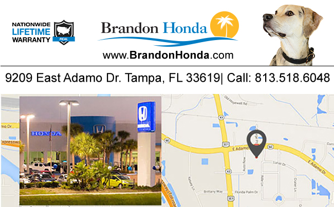 image of map showing logo and mascot for Brandon Honda