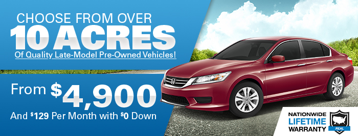 Choose From over 10 Acres Of Quality Late-Model Pre-Owned Vehicles