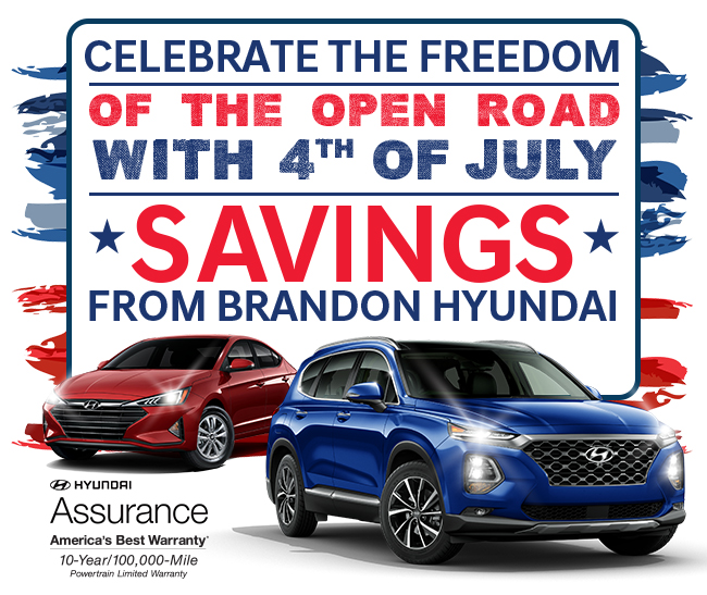 Celebrate The Freedom Of The Open Road With $th Of July Savings From Brandon Hyundai