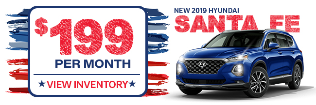 New 2019 Hyundai Santa Fe, $199 per month