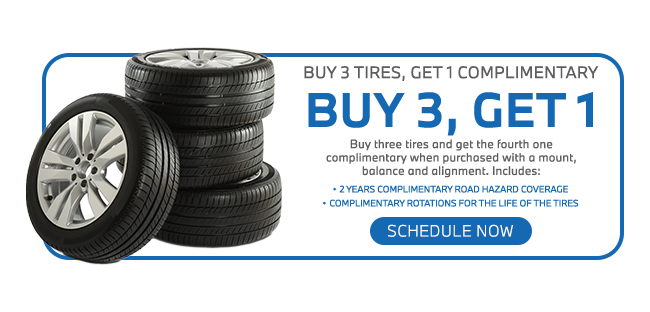 Buy 3 tires get 1 complimentary