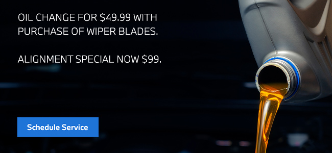 Oil change offer with purchase of wiper blades - Alignment special