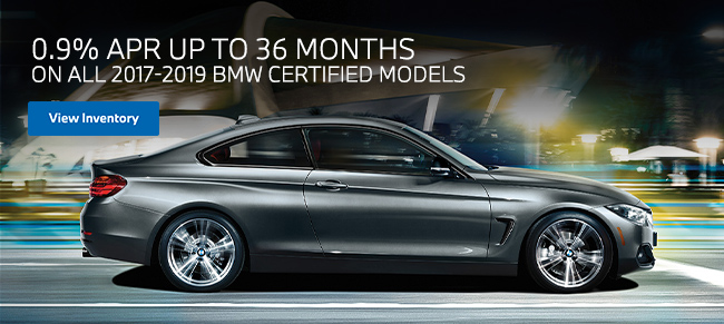 0.9% APR Up to 36 Months On All 2017-2018 BMW Certified Models