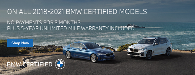 on all 2018-2021 BMW certified models no payments for 3 months
