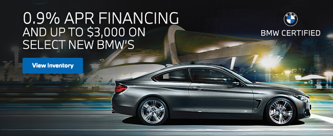 0.9% APR Financing and up to $3,000 on Select New BMW’s
