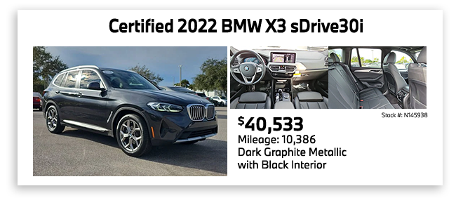 Certified 2022 BMW X3 sDrive30i