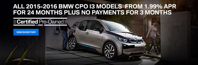 From 1.99% APR for 24 Months Plus No Payments for 3 Months on all 2015-2016 BMW CPO i3 Models