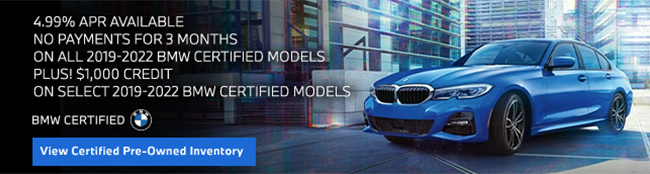 4.99 APR on select 2018-2021 BMW CPO models