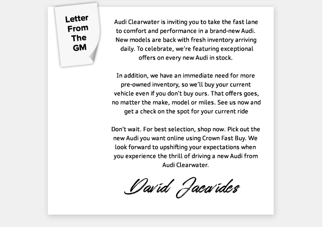 Letter From the GM David Jacaider