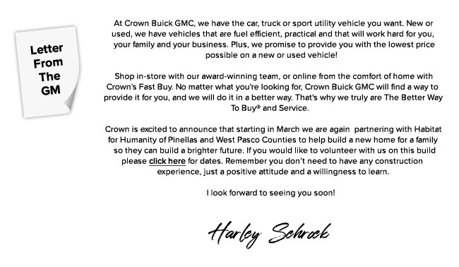 Letter From the GM - Harley Schrock