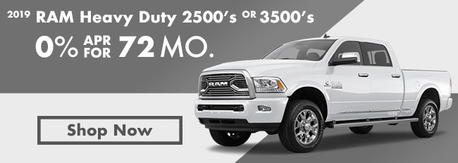 2019 RAM Heavy Duty 2500s or 3500s 0% apr for 72 months