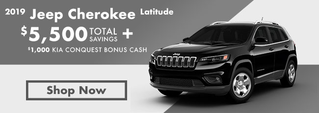 2019 Jeep Cherokee Latitude $5,500 total savings plus $1,000 kia conquest bonus cash