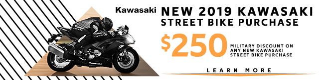 $250 Military Discount on Any New Kawasaki Street Bike Purchase