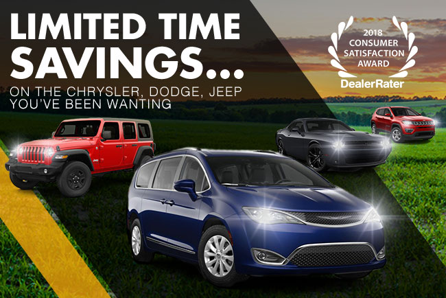 Limited Time Savings… On The Chrysler, Dodge, Jeep You've Been Wanting