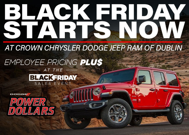 Black Friday Starts Now at crown chrysler dodge jeep ram of dublin