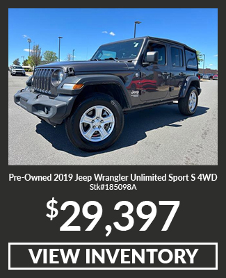 Pre-Owned	2019	Jeep	Wrangler	Unlimited Sport S 4WD	