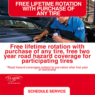 Free Lifetime rotation with purchase of any tire