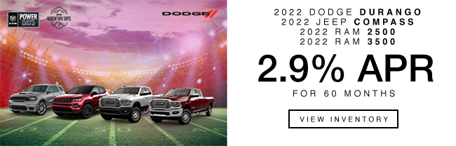 2022 Dodge Durango,  Jeep Compass, 200 RAM 2500 and 3500