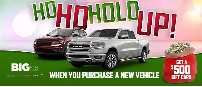 Ho ho hold up! The Big Finish Event is on at Lake City CDJR, Get a #500 gift card when you purchase a new vehicle