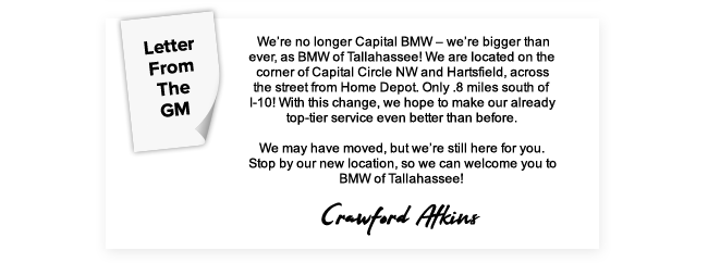 Letter From the GM - Crawford Atkins