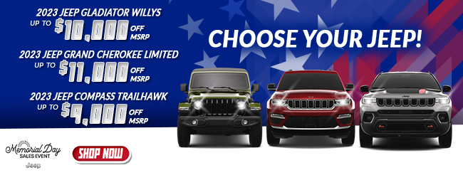 Choose your Jeep - 2023 Jeep Gladiator, Grand Cherokee or Compass