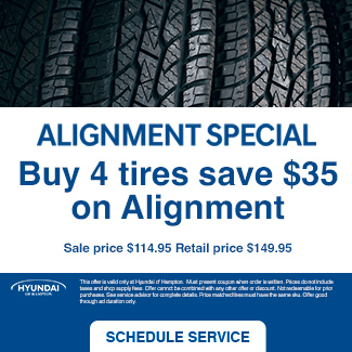 buy 4 tires to save 35USD on alignment