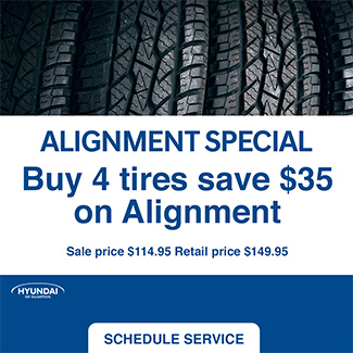 buy 4 tires to save 35USD on alignment