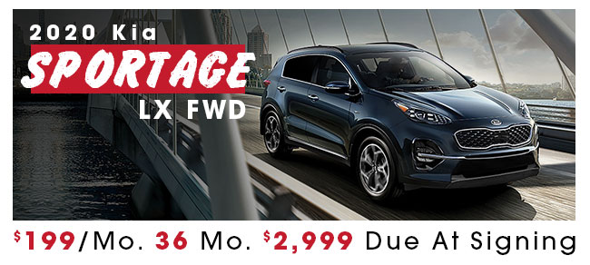 2020 Kia Sportage LX FWD $199 per month 36 months $2,999 due at signing