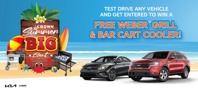 test drive any vehicle and get entered to win a Free Weber Grill and Bar Cart cooler