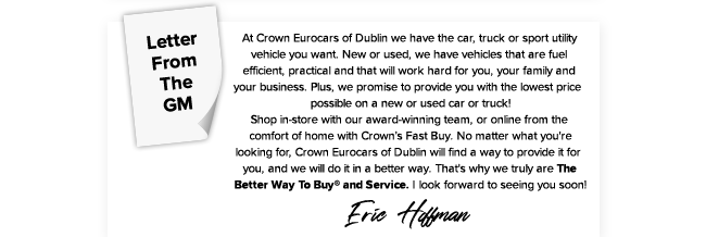 Letter from the GM Eric Hoffman