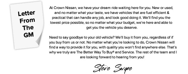 Letter From The GM Steve Swape