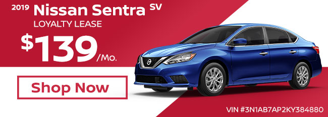2019 Nissan Sentra SV Loyalty Lease $139 per month