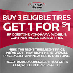 Buy 3 eligible tires get 1 for $1