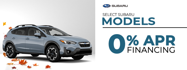 select Subaru models at 0% APR financing