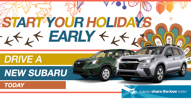 Start your holidays early - drive a new Subaru today - Subaru share the love event