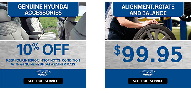 10% off hyundai accessories and balance and rotate tires offer