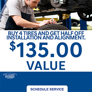 Buy 4 tires and get half off instal and alignment