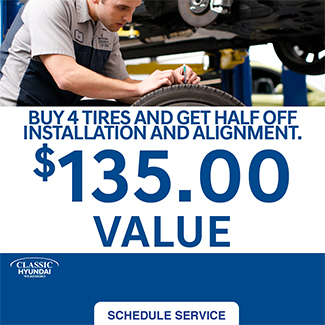 Buy 4 tires and get half off installation and alignment